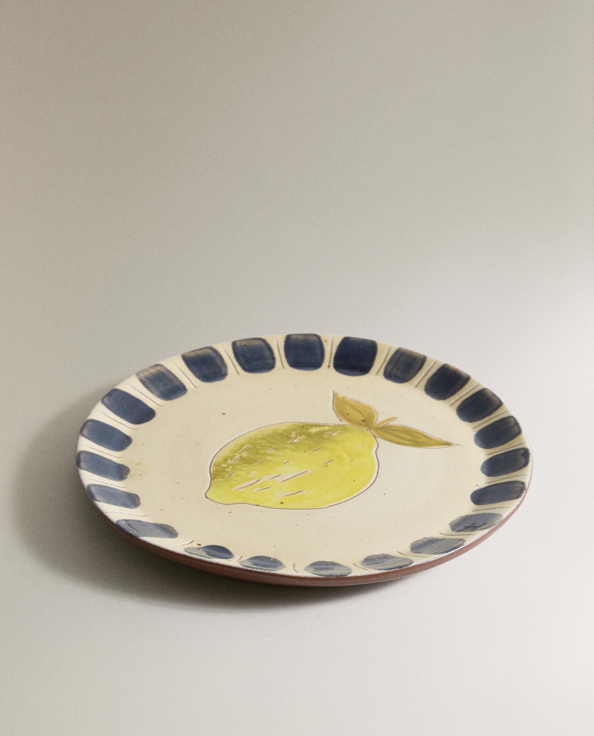 EARTHENWARE DESSERT PLATE WITH FRUIT DESIGN product thumbnail 4