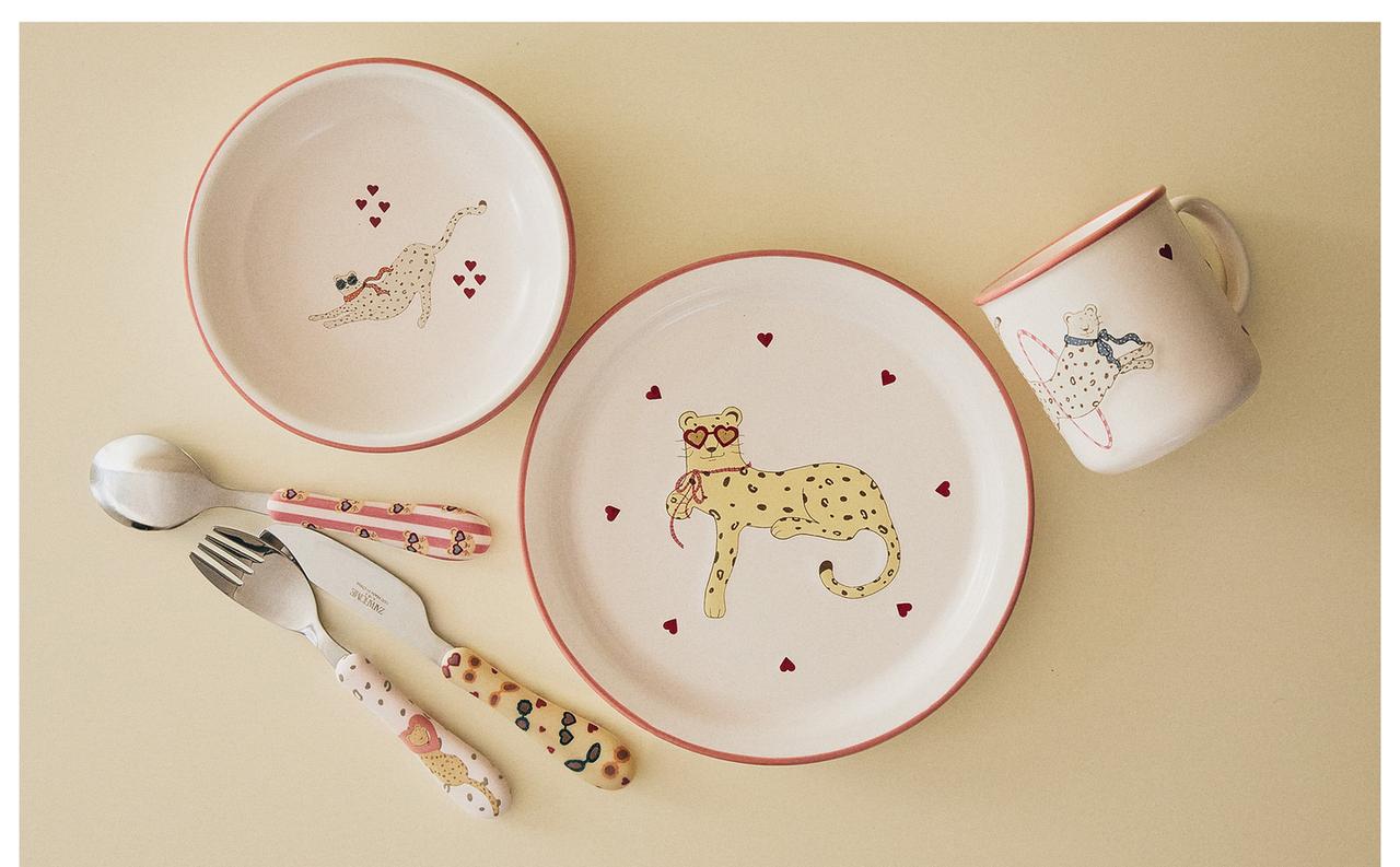 CHILDREN'S CHEETAH DINNER SET