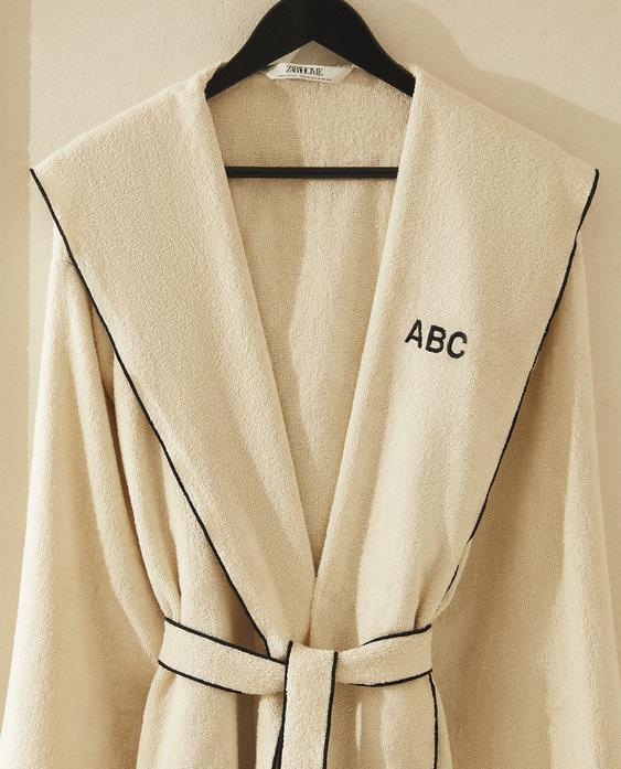 COTTON BATHROBE WITH OVERLOCK