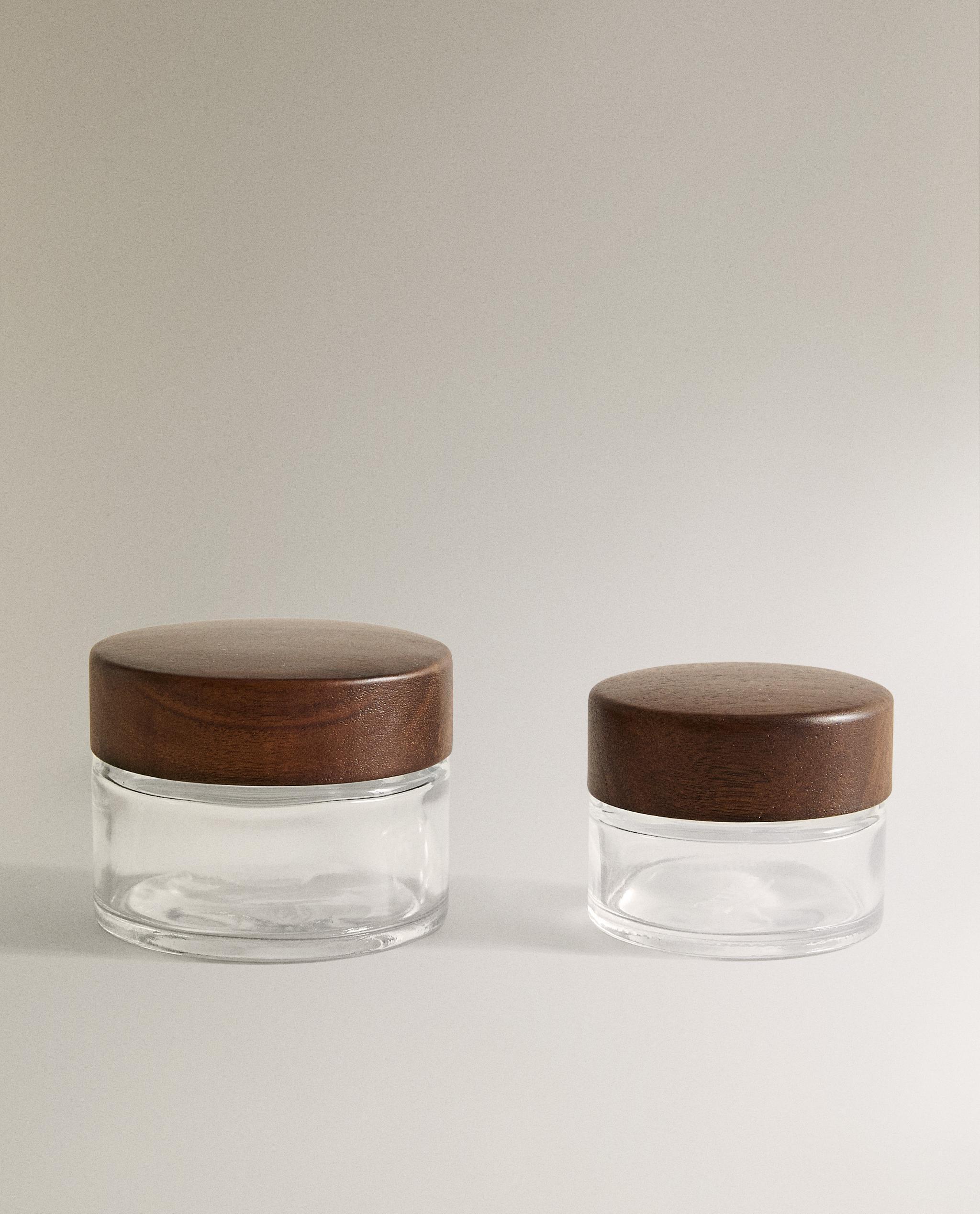 GLASS AND WOOD BATHROOM ORGANISER JAR product thumbnail 4