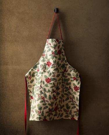 CHRISTMAS POINSETTIA JACQUARD APRON