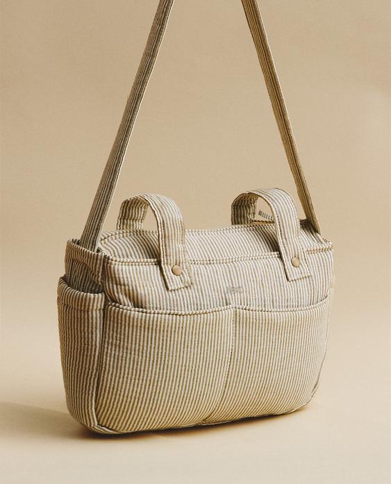 STRIPED MUSLIN MATERNITY PUSHCHAIR BAG
