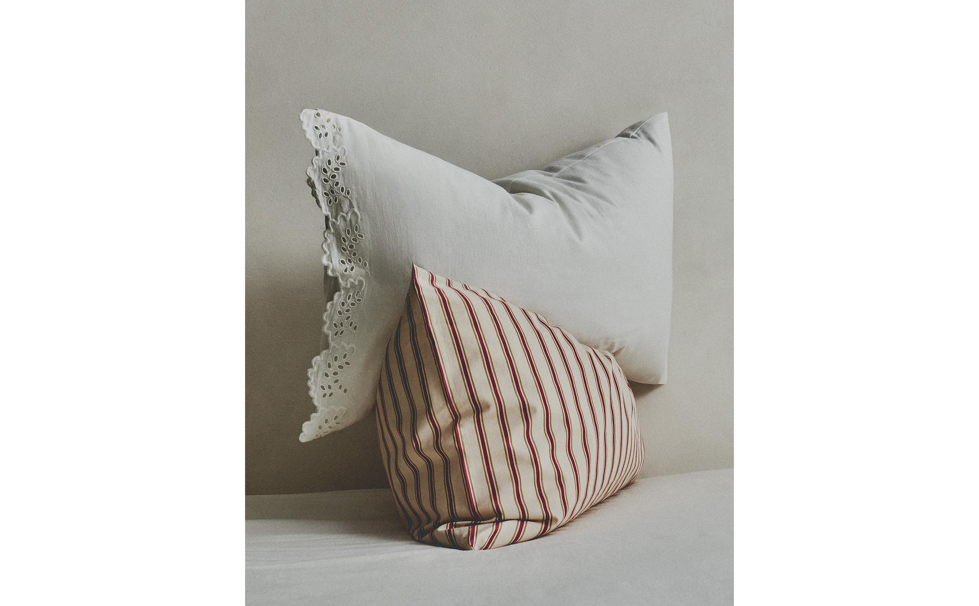 EMBROIDERED PILLOWCASE WITH TRIM EMBROIDERED PILLOWCASE WITH TRIM