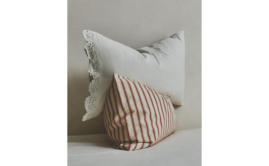 EMBROIDERED PILLOWCASE WITH TRIM EMBROIDERED PILLOWCASE WITH TRIM