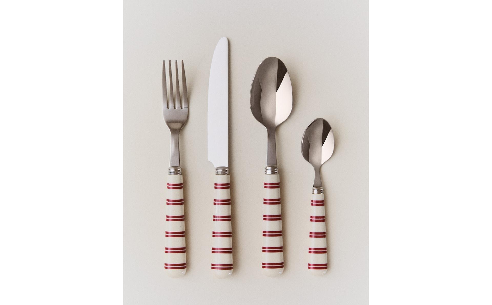 4-PIECE CUTLERY SET WITH STRIPED HANDLE