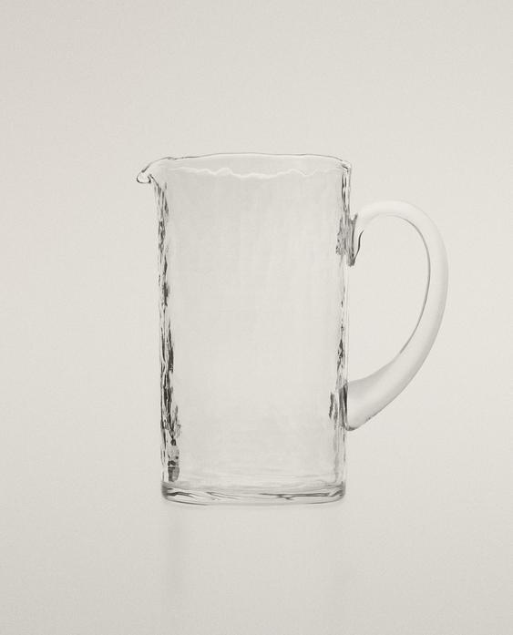 DZBANEK SZKLANY Z MŁOTKOWANYM WZOREM