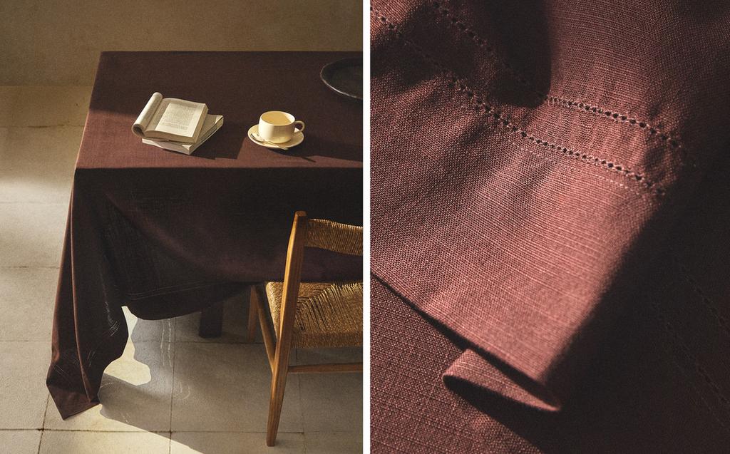 TOALHA DE MESA DE ALGODÃO COM ELEMENTO DECORATIVO