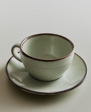 TAZA DE TÉ Y PLATO PORCELANA FILO ENVEJECIDO TAZA DE TÉ Y PLATO PORCELANA FILO ENVEJECIDO