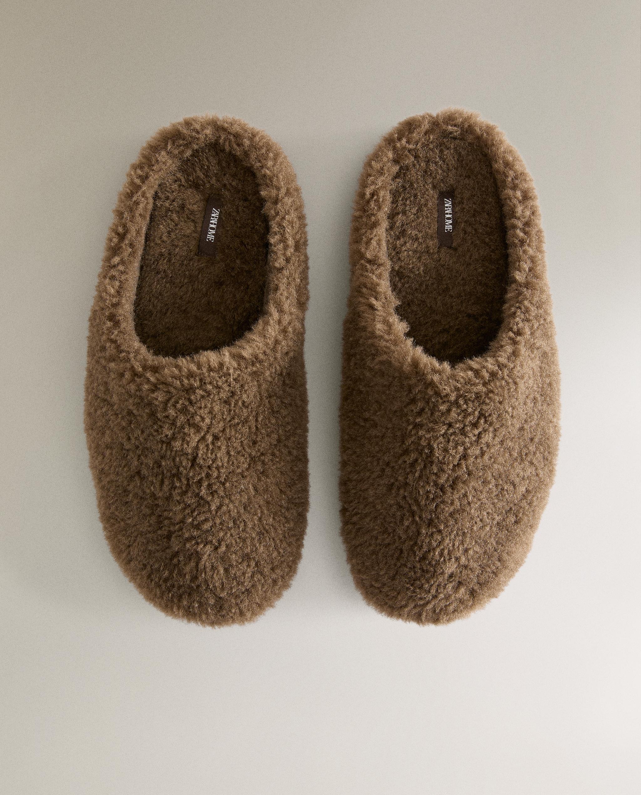 Faux Fur Zara Home Mules FAUX FUR MULE SLIPPERS Zara Home купить