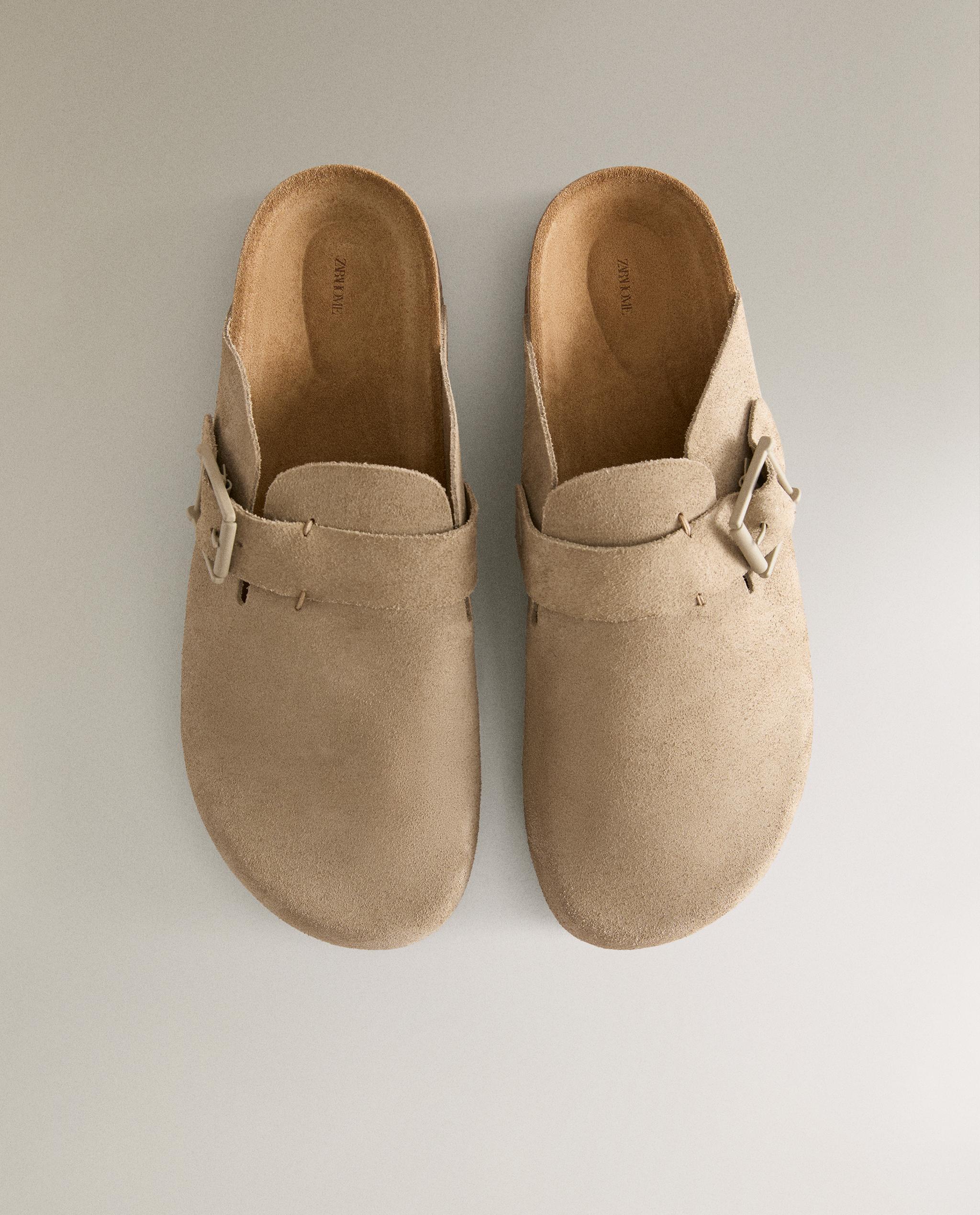 LEATHER CLOGS WITH BUCKLE AND TOPSTITCHING DETAIL product thumbnail 15