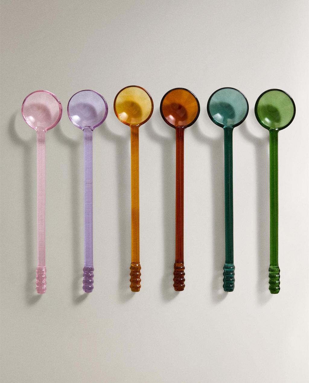 PACK OF MULTICOLORED BOROSILICATE GLASS SPOONS (PACK OF 6)