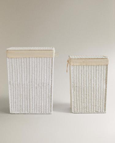 FABRIC-LINED LAUNDRY BASKET