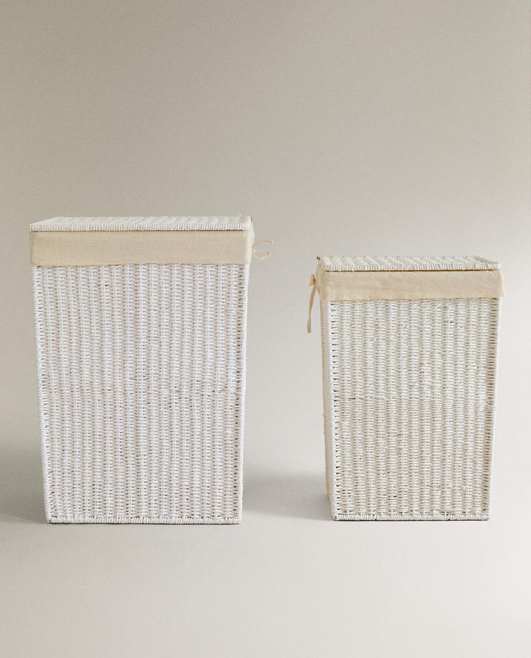 FABRIC-LINED LAUNDRY BASKET