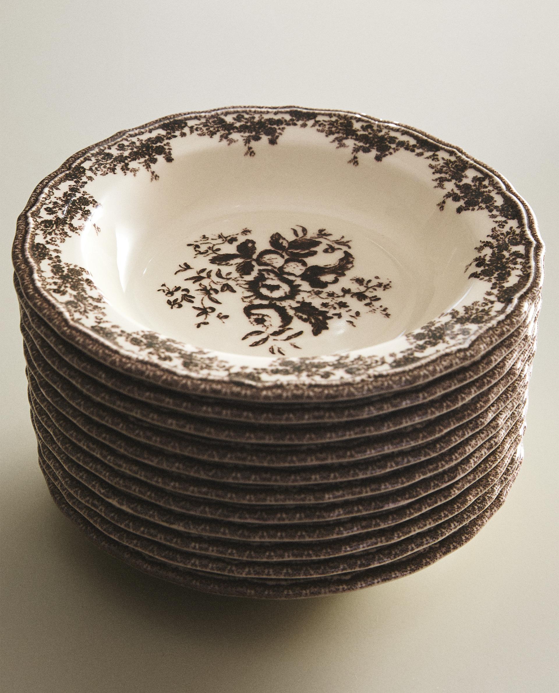 FLORAL EARTHENWARE SOUP PLATE