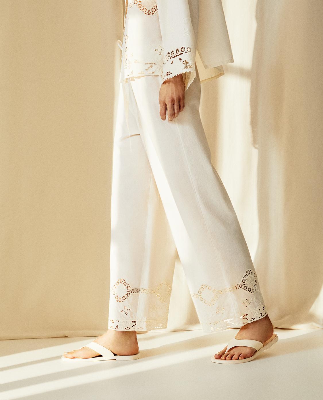 コットンロングパンツ ドロンワーク | Zara Home 日本/Japan
