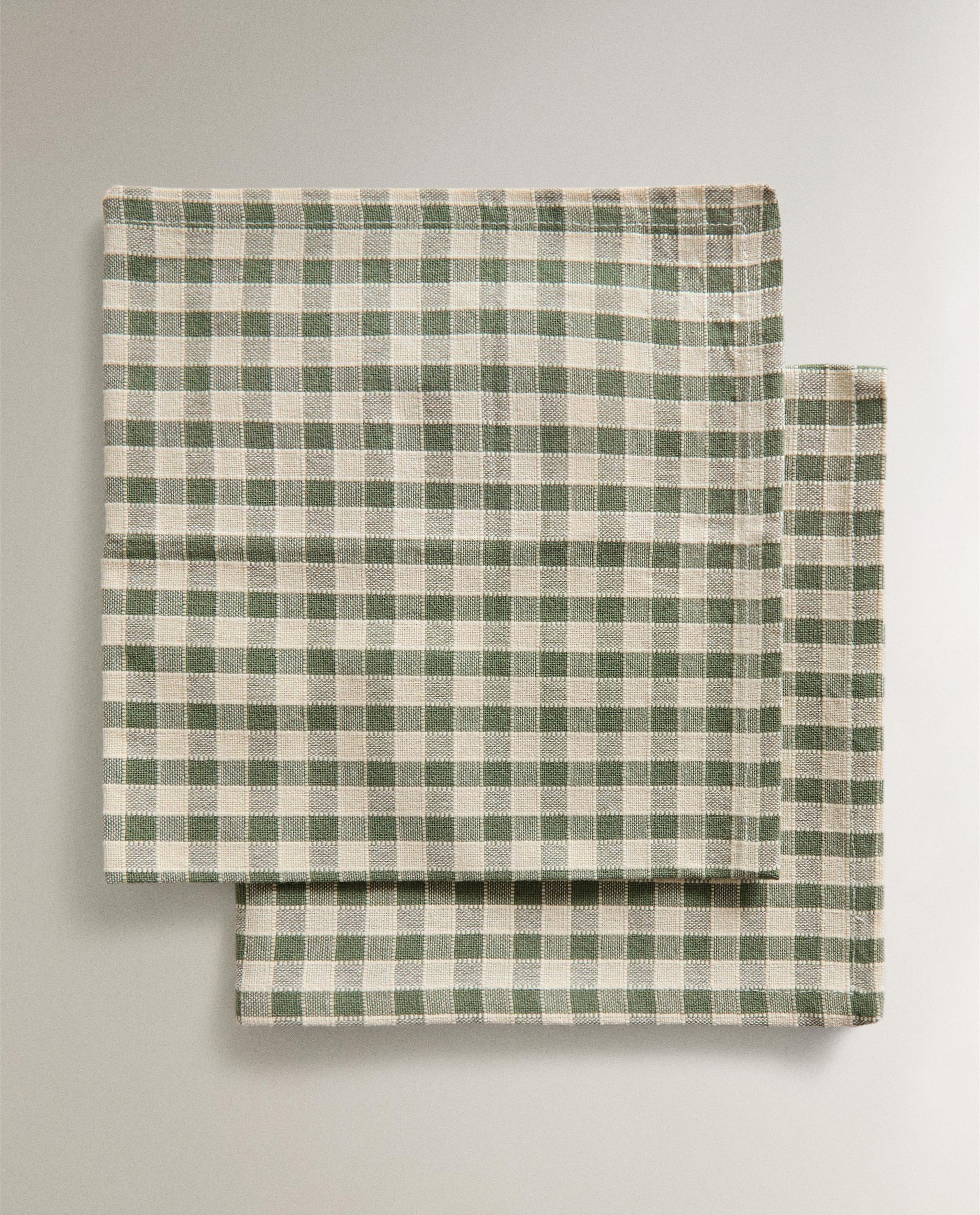 PACK OF CHECK NAPKINS WITH TOPSTITCHING (PACK OF 2) product thumbnail 5