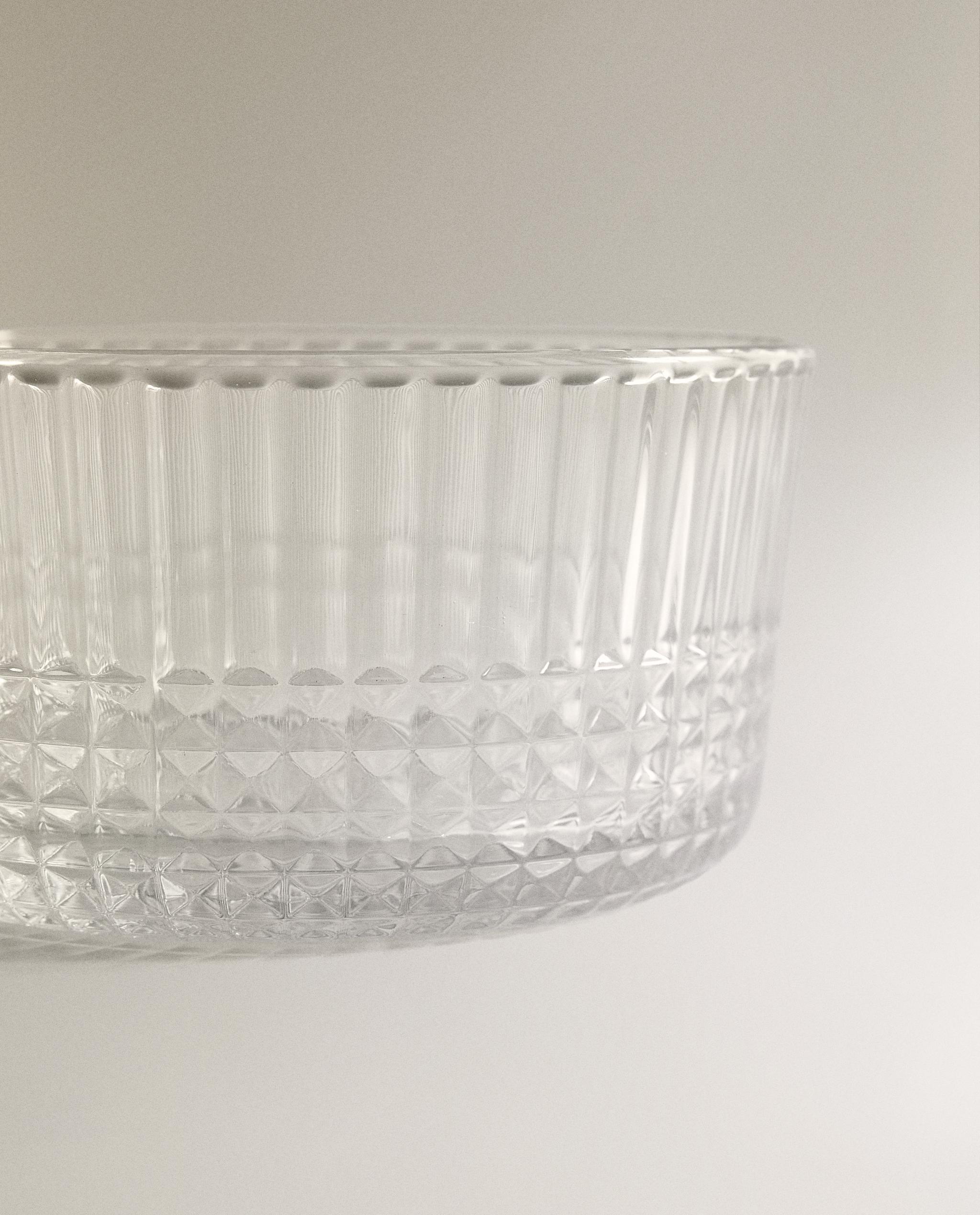 GLASS MINI BOWL WITH RAISED GEOMETRIC DESIGN product thumbnail 5