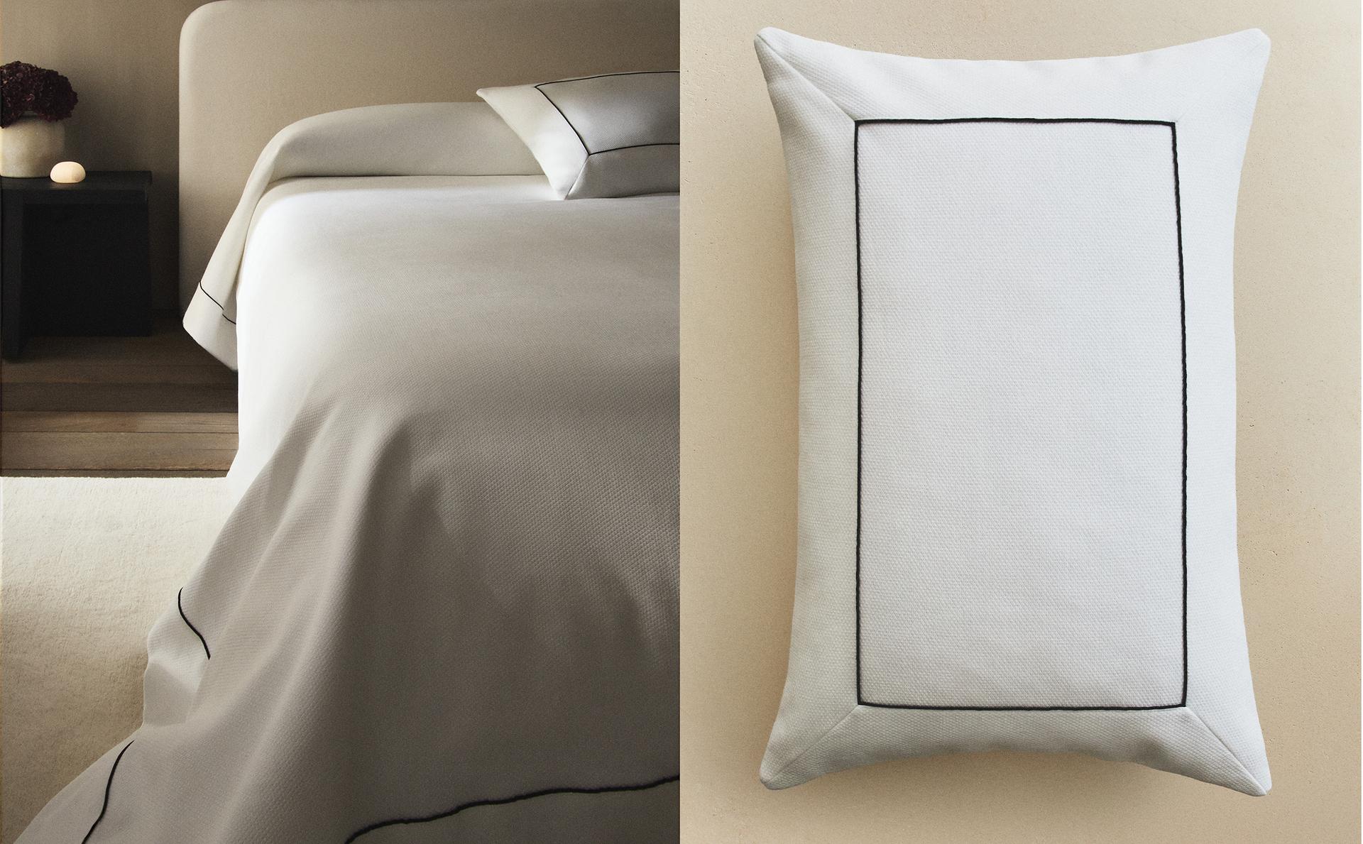 כיסוי מיטה עם תפרי צינור