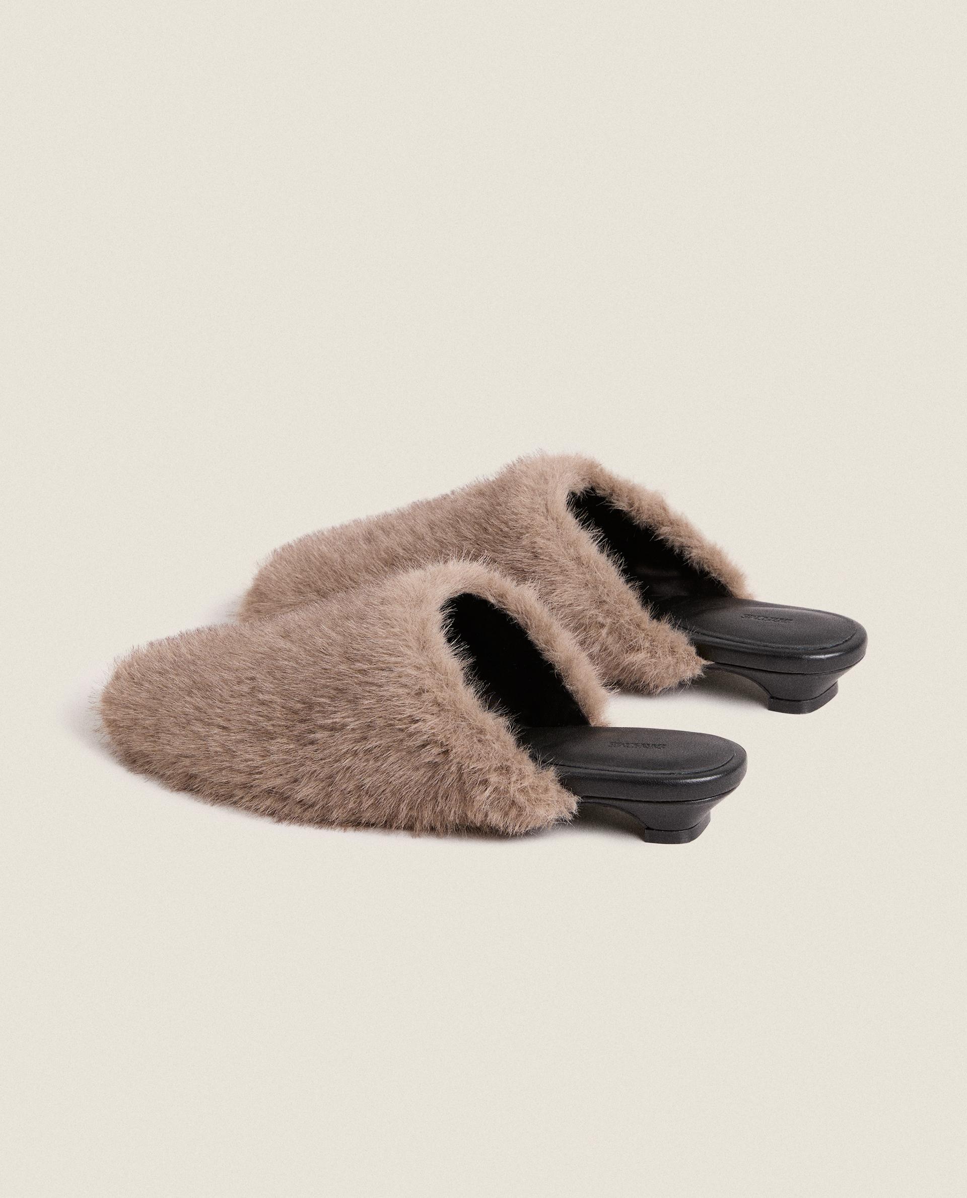 Fur lined mules zara online