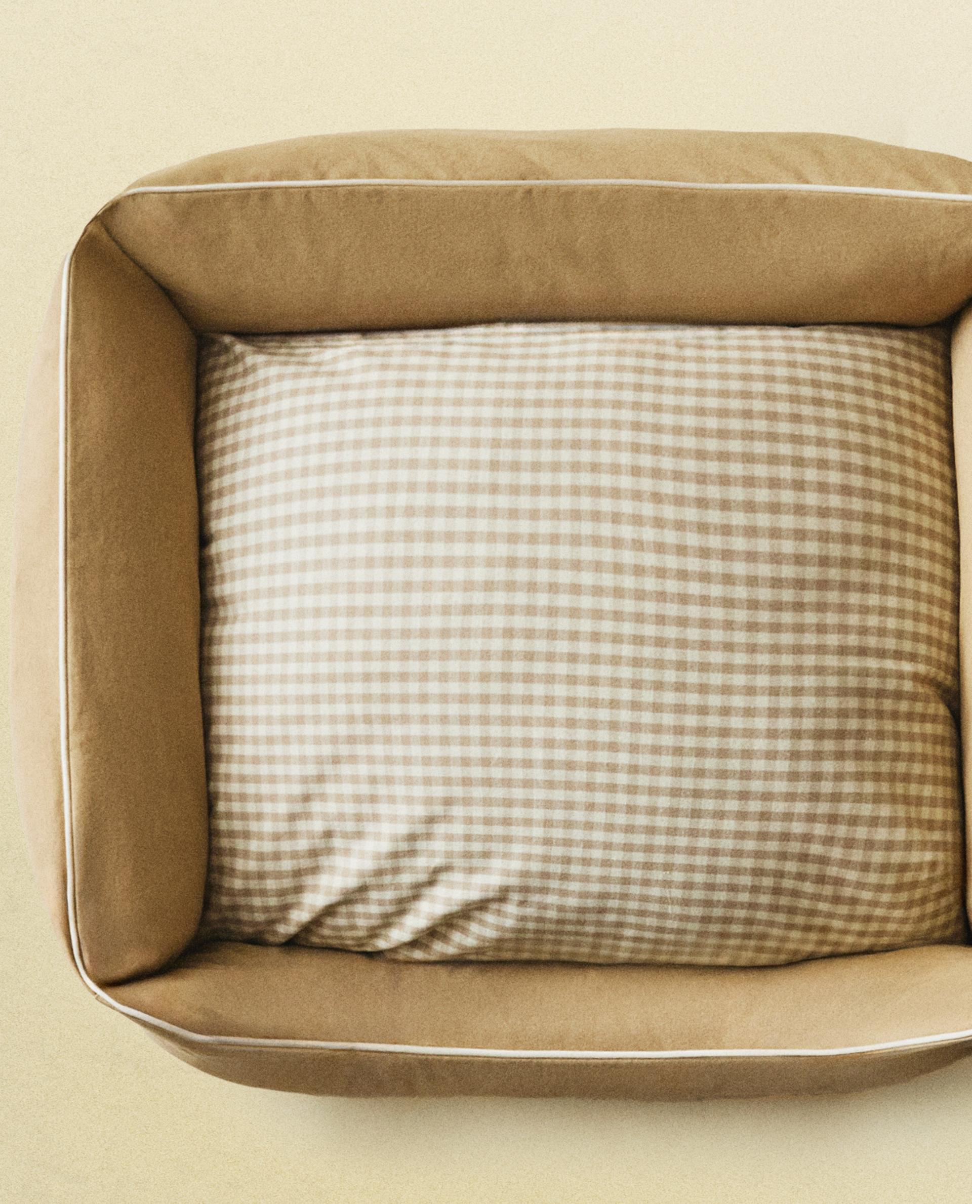 ZARA 天然素材 ペットベッド GINGHAM PET BED WITH CUSHION | Zara Home 日本/Japan