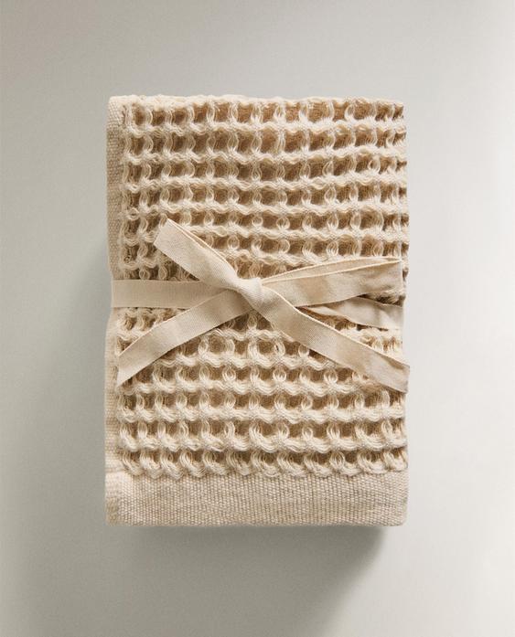 WAFFLE-KNIT COTTON HAND TOWEL (PACK OF 3)