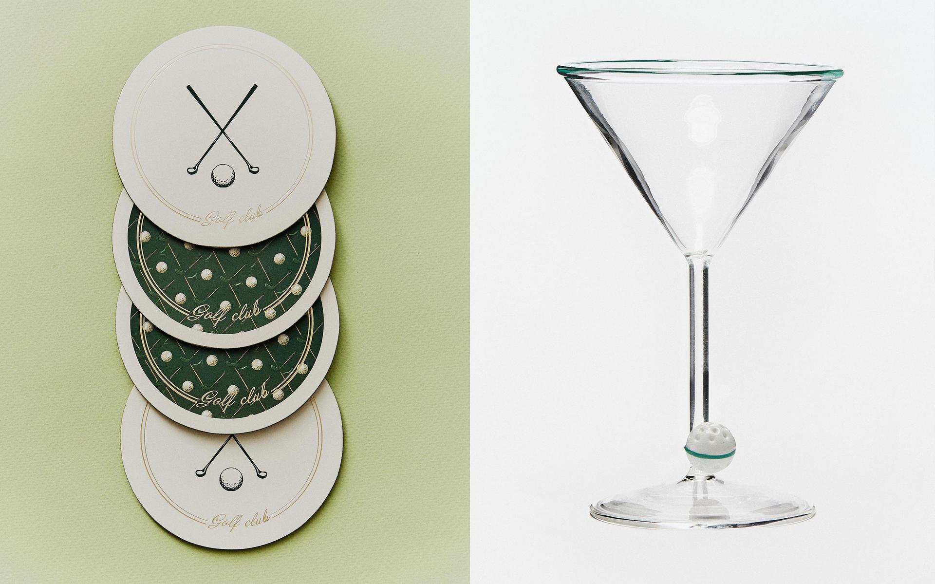 골프 테마 잔과 코스터