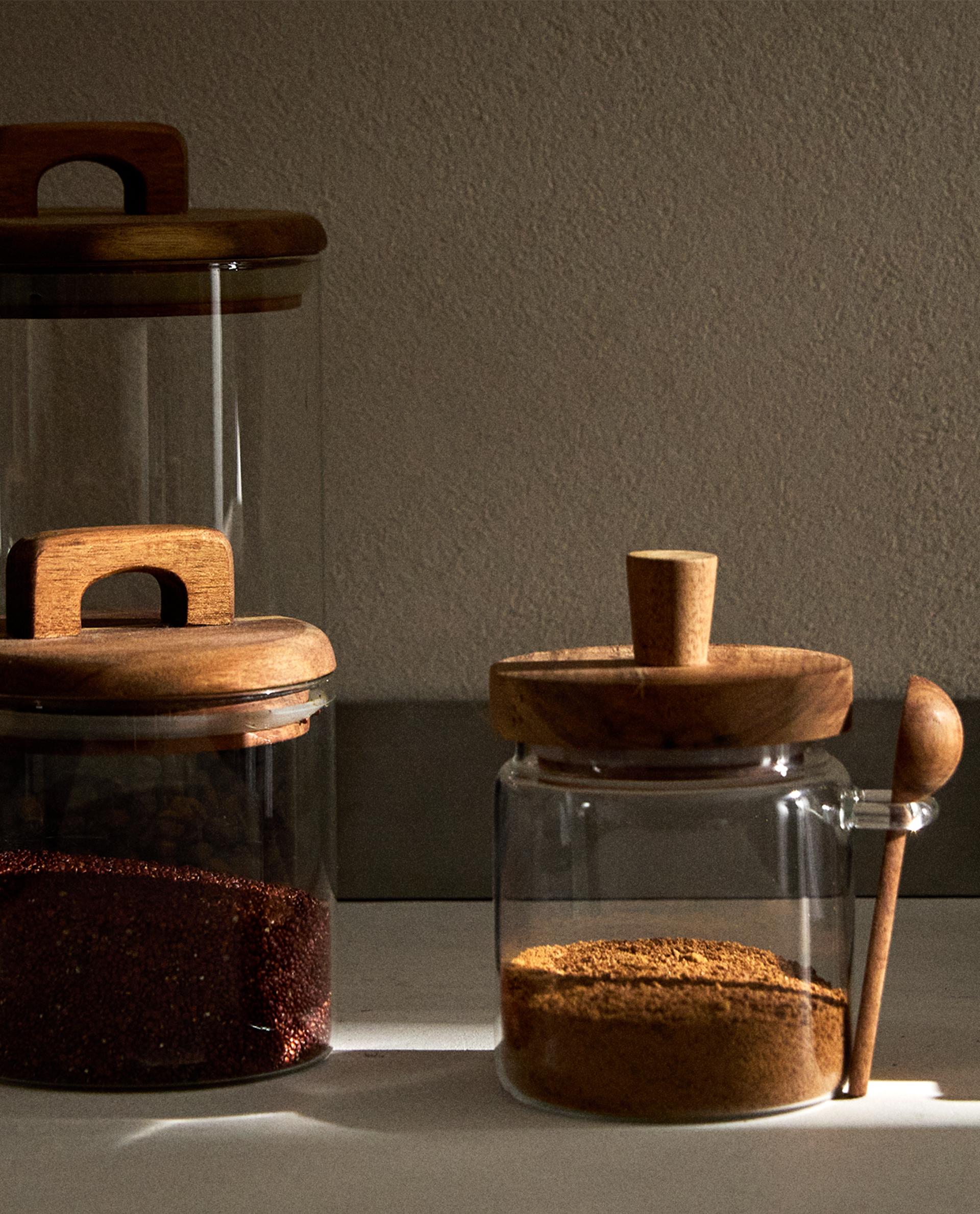 BOROSILICATE GLASS AND WOOD SUGAR BOWL product thumbnail 16