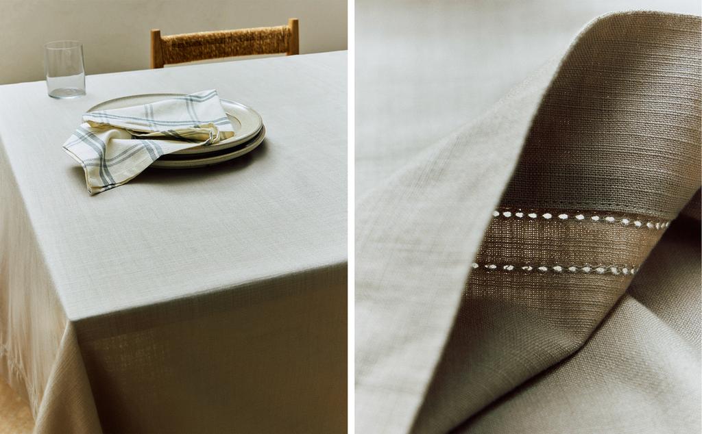 TISCHDECKE AUS BAUMWOLLE MIT HOHLSAUM