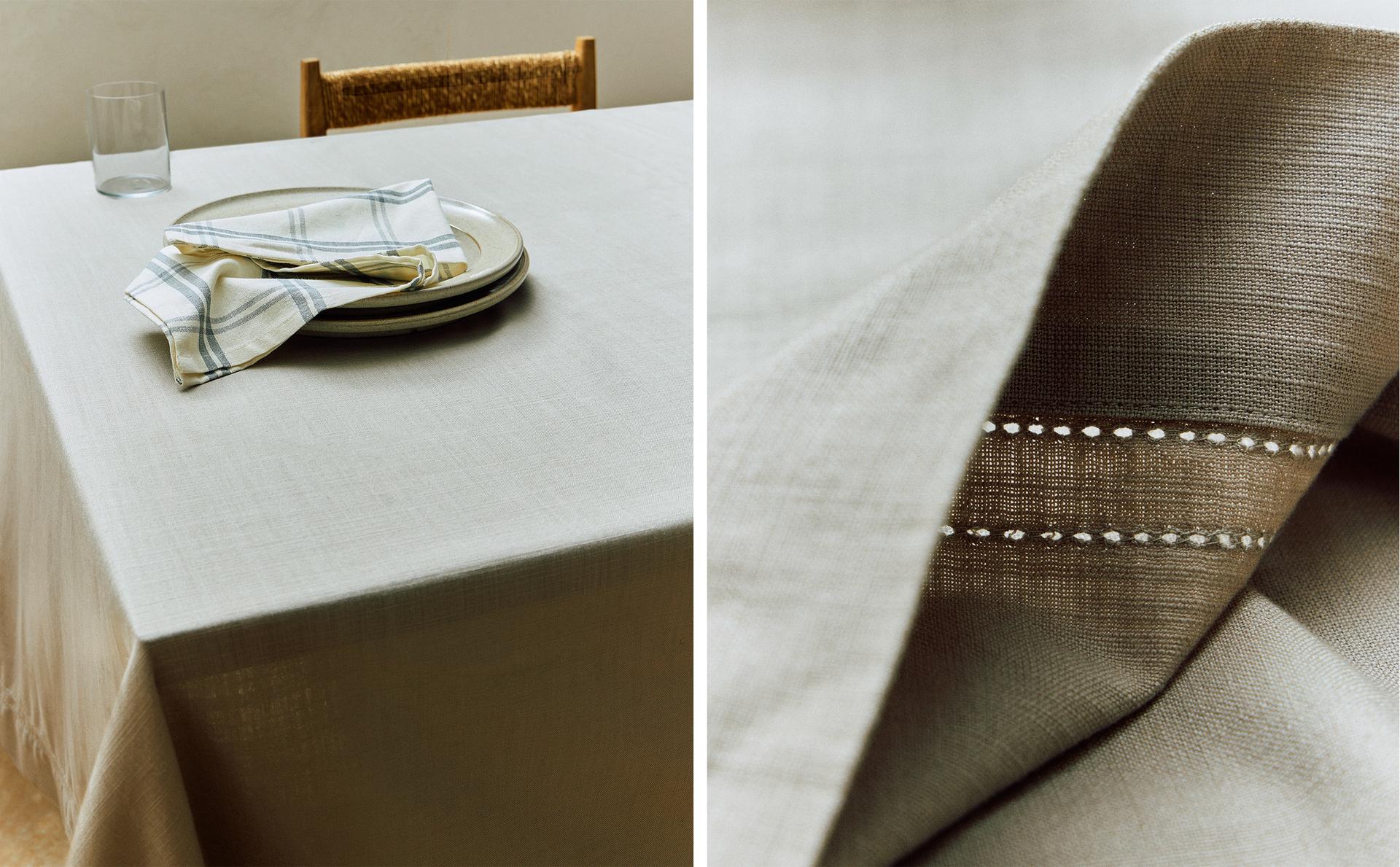 TISCHDECKE AUS BAUMWOLLE MIT HOHLSAUM TISCHDECKE AUS BAUMWOLLE MIT HOHLSAUM