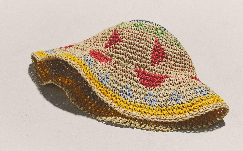 KIDS' PRINTED PAPER BEACH HAT