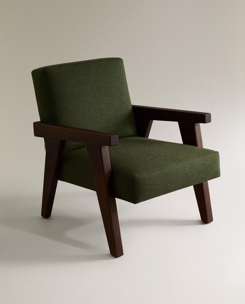 ZARA HOME BY BLASCO UPHOLSTERED WALNUT ARMCHAIR