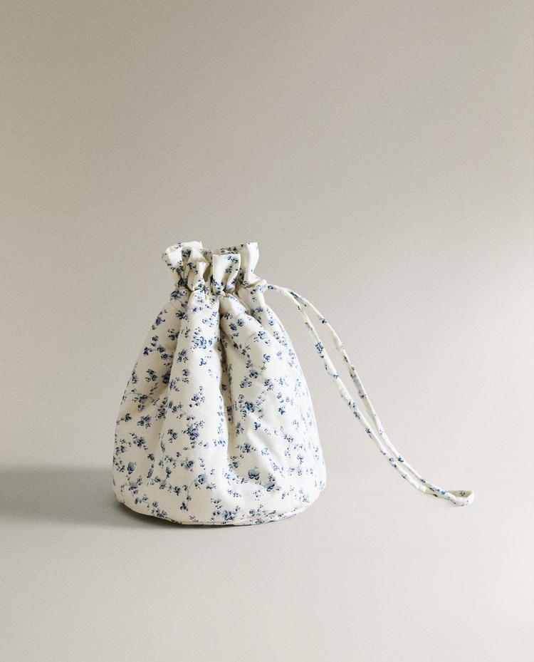 BABY BLUE FLORAL BUCKET BAG