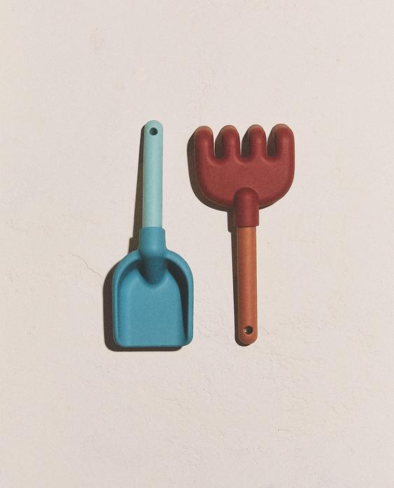KIDS' SILICONE BEACH SPADE AND RAKE SET (SET OF 2)