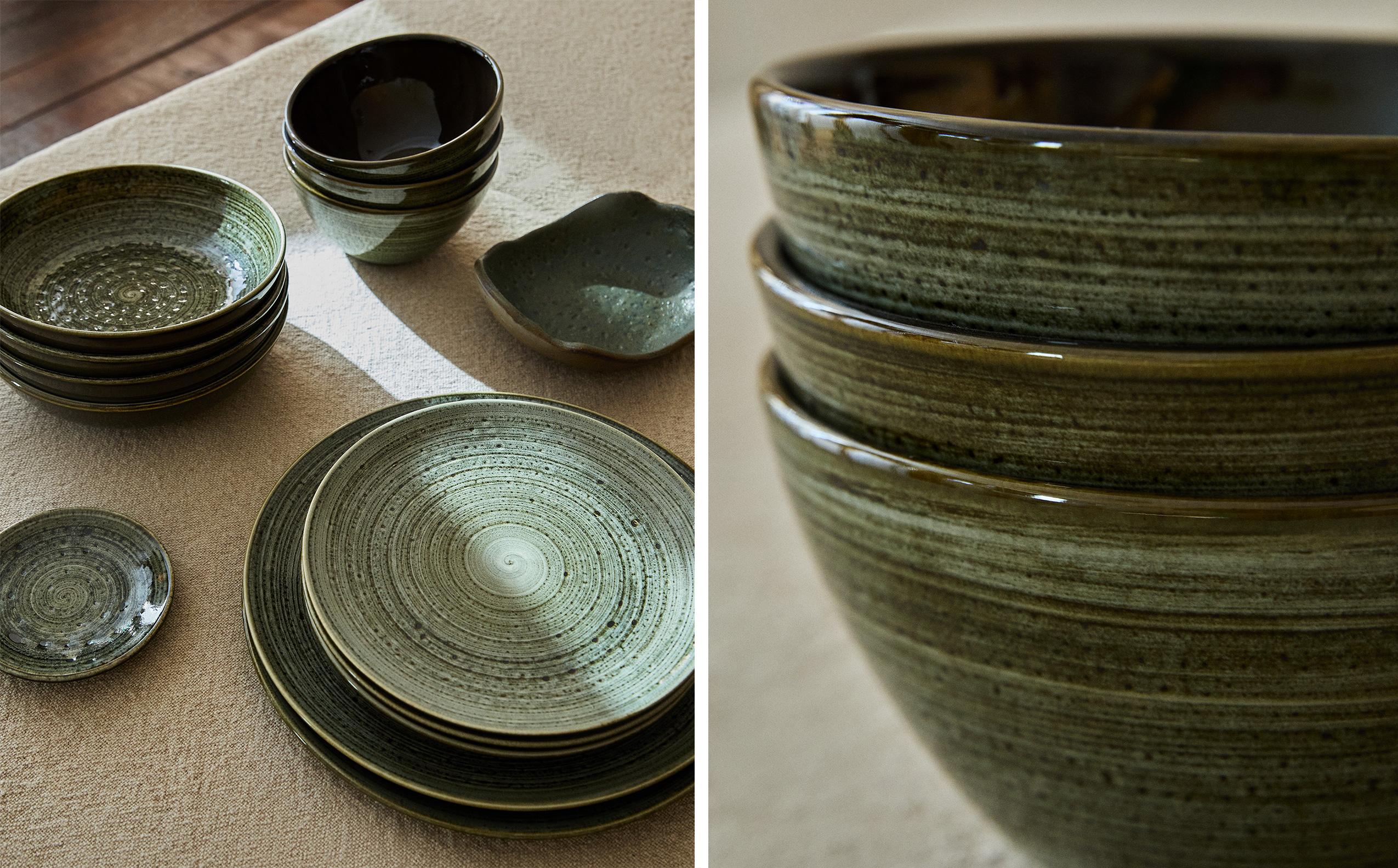 EARTHENWARE TABLEWARE WITH A RAISED DESIGN