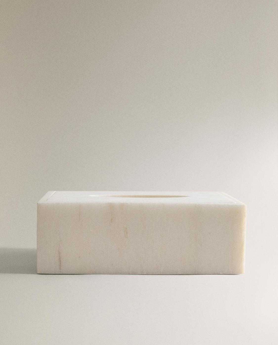 Copri Scatola Fazzoletti In Marmo Naturale - Design Minimalista Per Bagno, Camera E Ufficio - Bianco - Foto 5