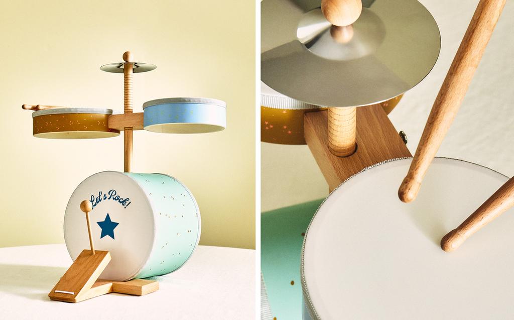 BRINQUEDO INSTRUMENTO BATERIA INFANTIL MADEIRA
