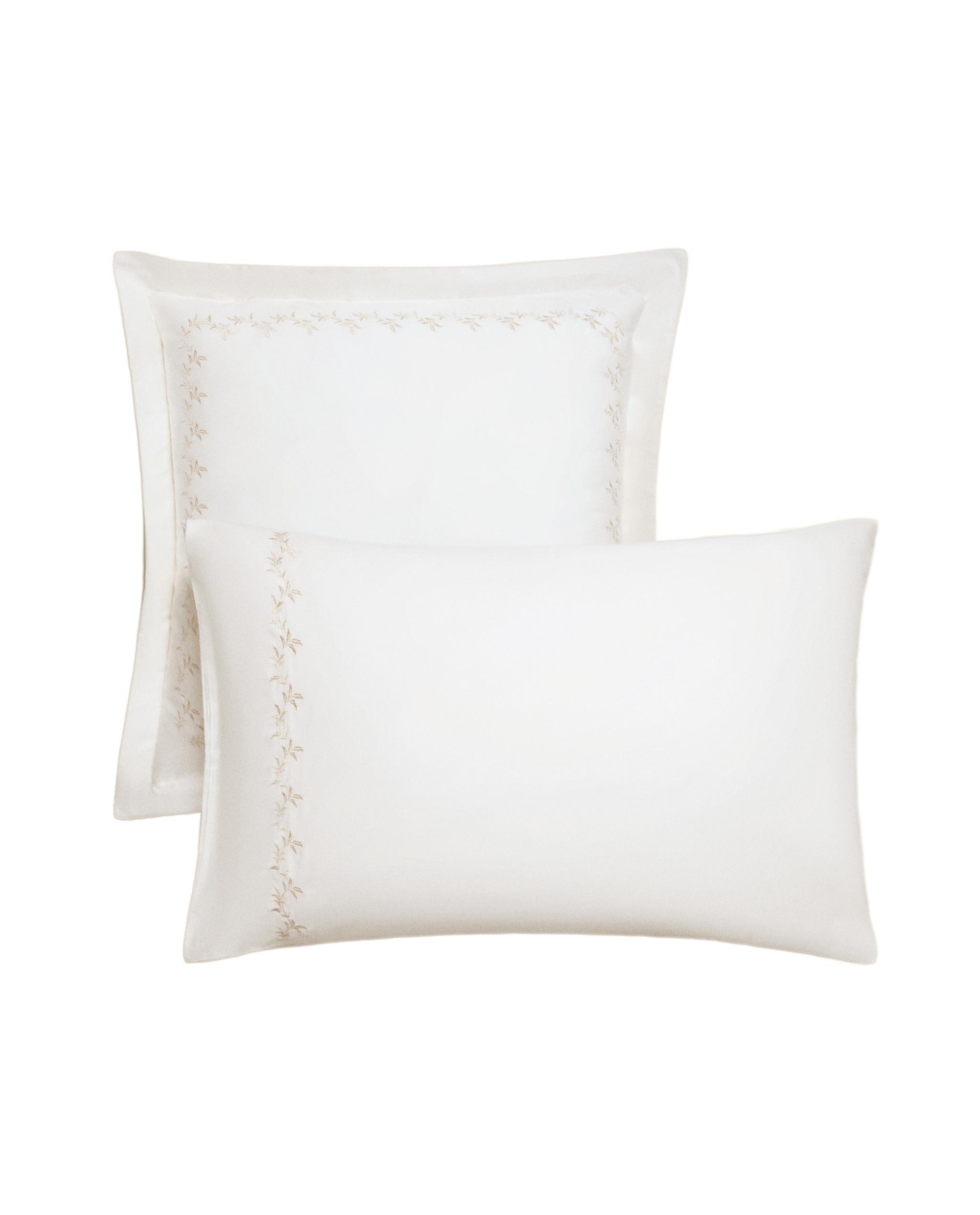SATEEN PILLOWCASE WITH EMBROIDERED LEAVES product thumbnail 15