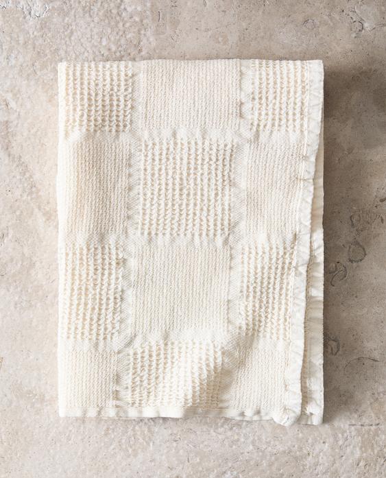 WAFFLE-KNIT COTTON KITCHEN TOWEL