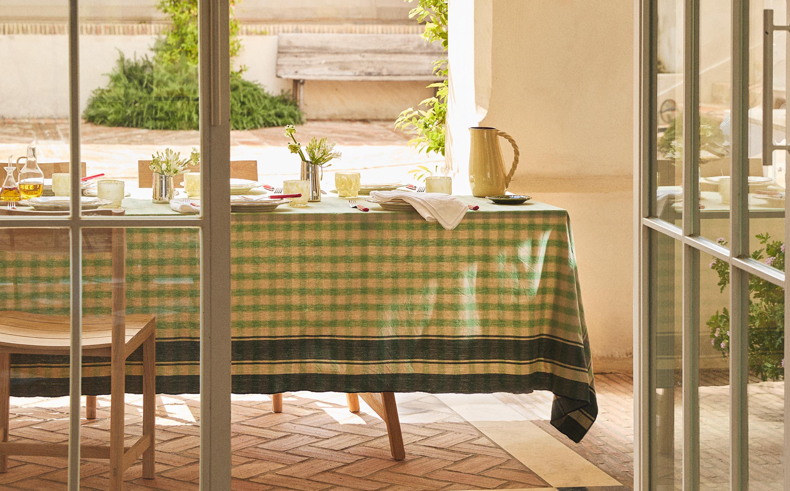 CHECK DYED COTTON TABLECLOTH