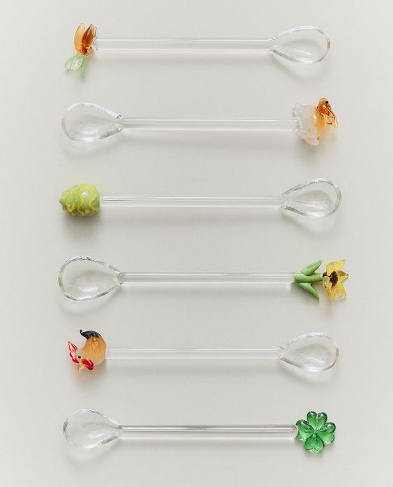 LOT PETITES CUILLÈRES VERRE PÂQUES (LOT DE 6) LOT PETITES CUILLÈRES VERRE PÂQUES (LOT DE 6)