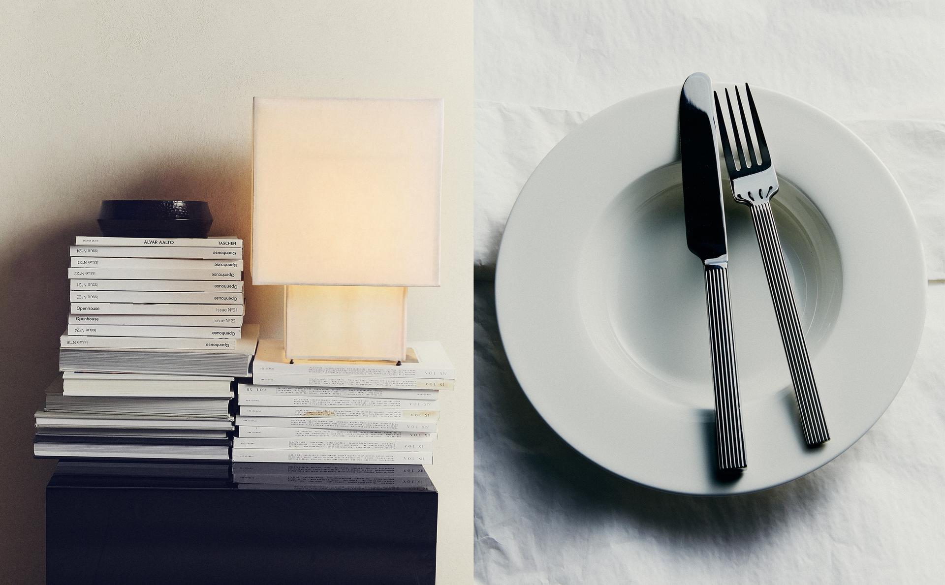 BOOKS AND TABLE LAMP