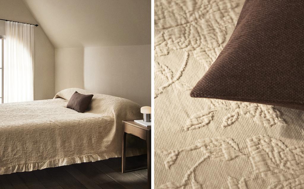 JACQUARD BEDSPREAD WITH RUFFLE TRIM JACQUARD BEDSPREAD WITH RUFFLE TRIM