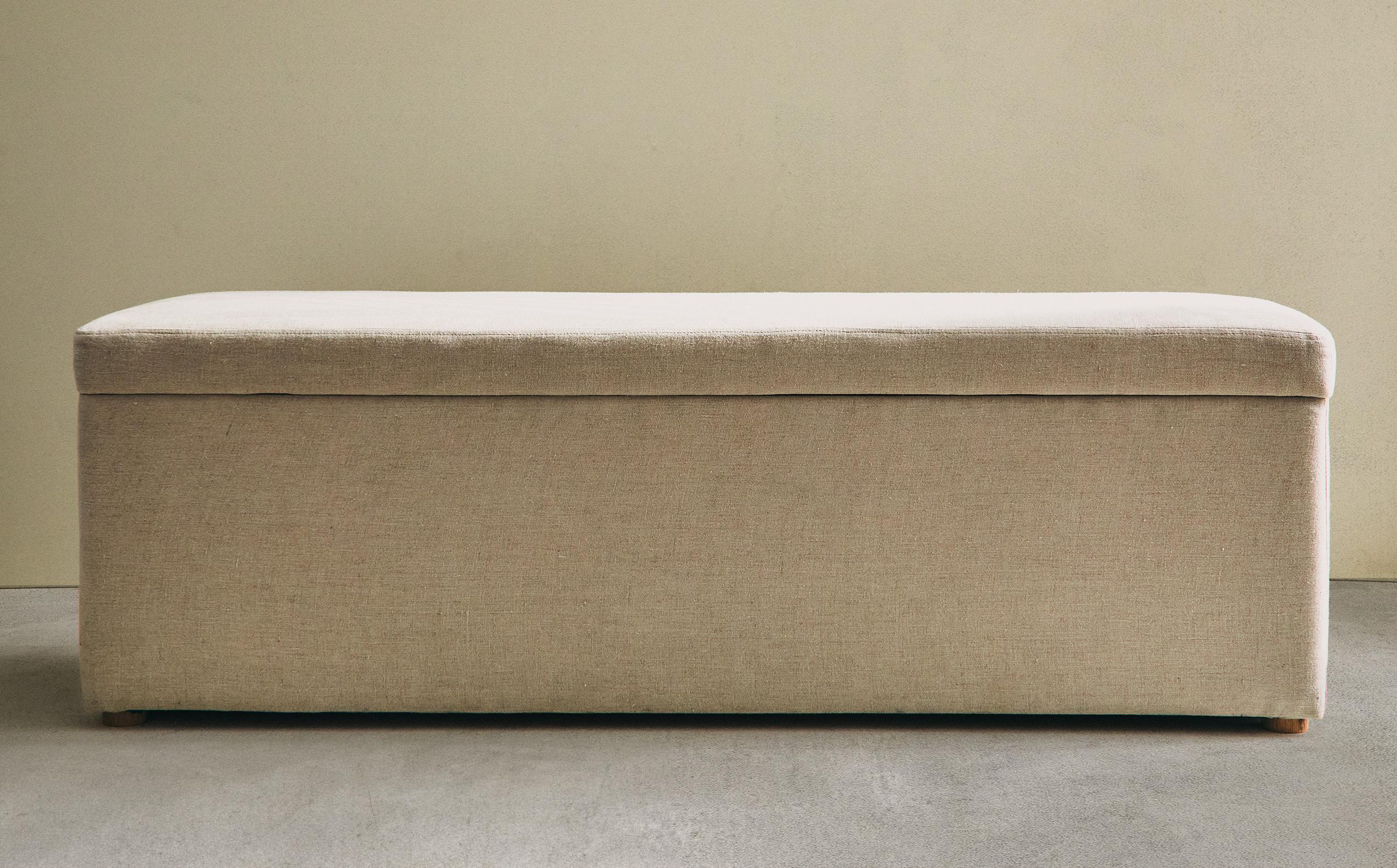 BANQUETTE RANGEMENT BOIS ET LIN