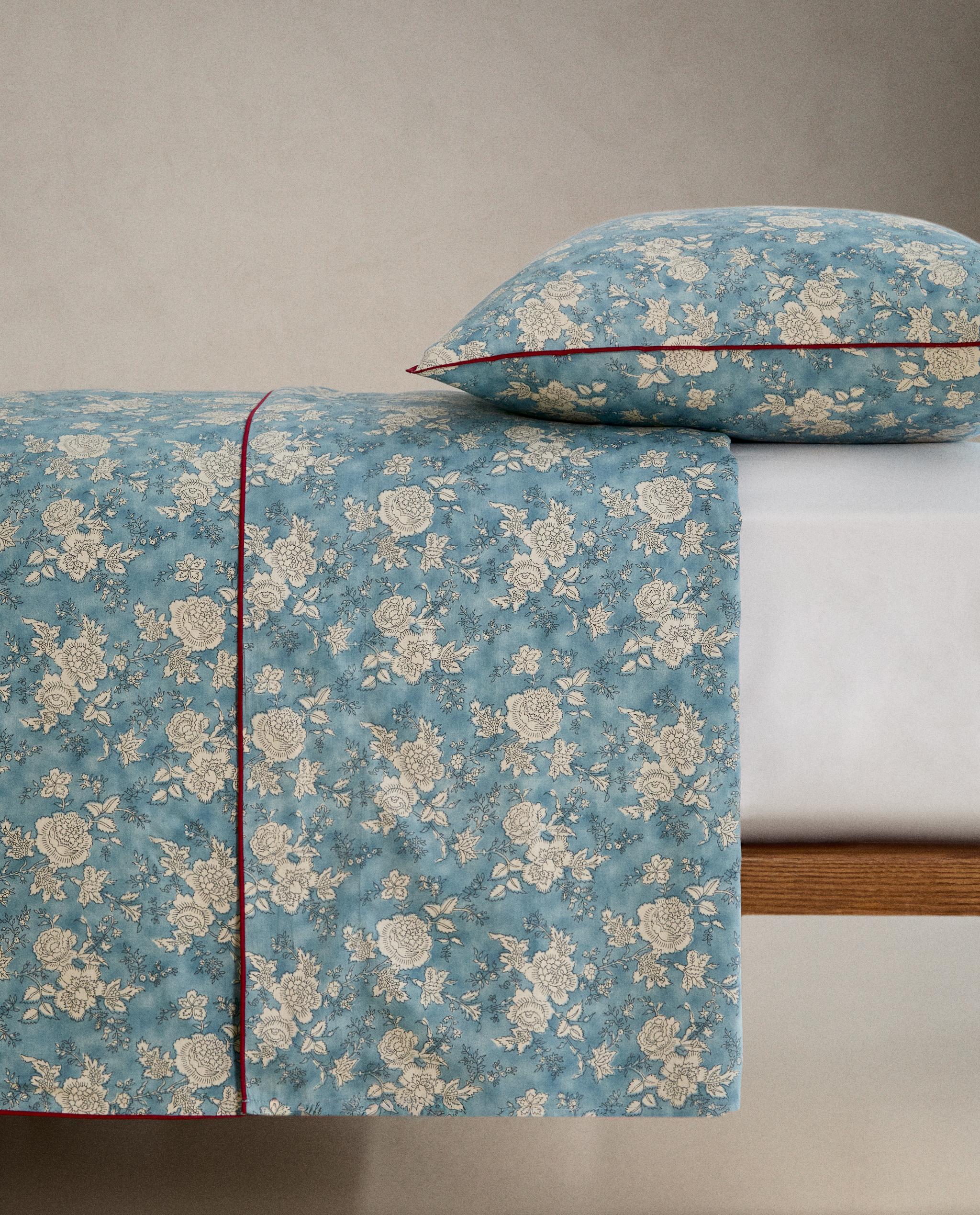 FLORAL SATIN DUVET COVER WITH PIPING product thumbnail 4
