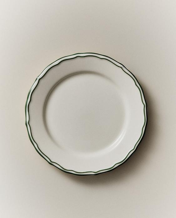 EARTHENWARE DESSERT PLATE WITH CONTRAST EDGE