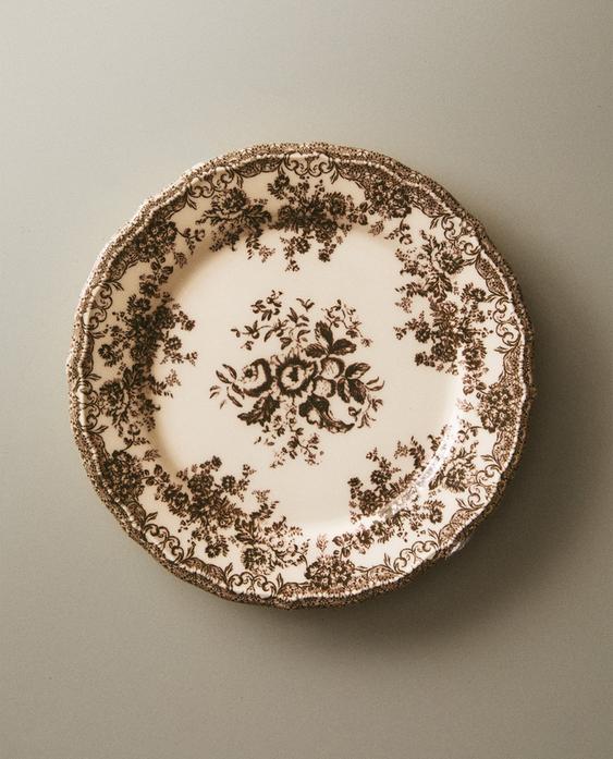 PLATO POSTRE LOZA FLORAL