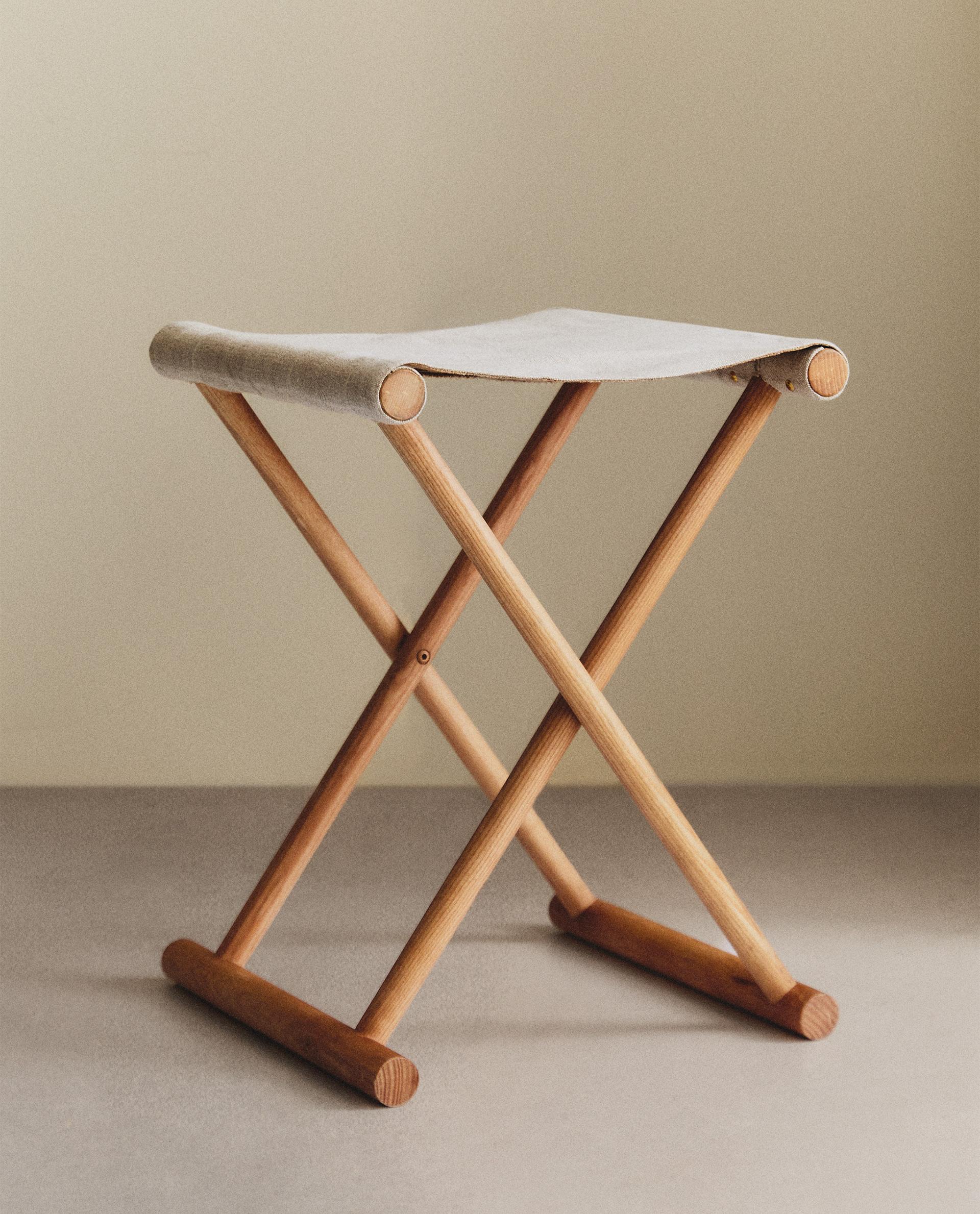 LINEN ASH FOLDING STOOL Zara Home United States of America
