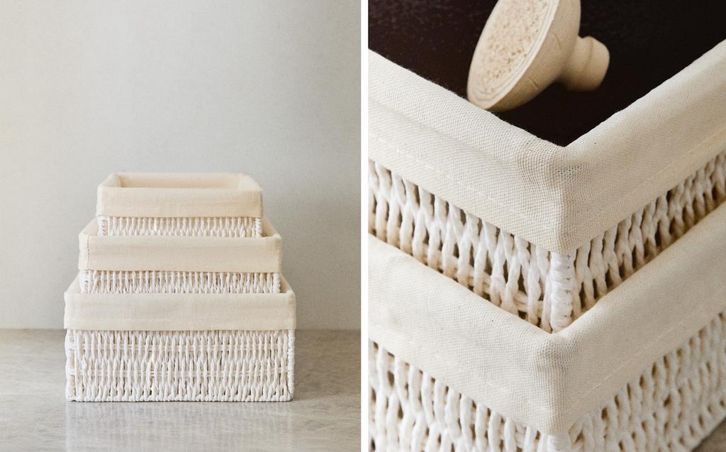 RECTANGULAR BASKET WITH COTTON LINING RECTANGULAR BASKET WITH COTTON LINING