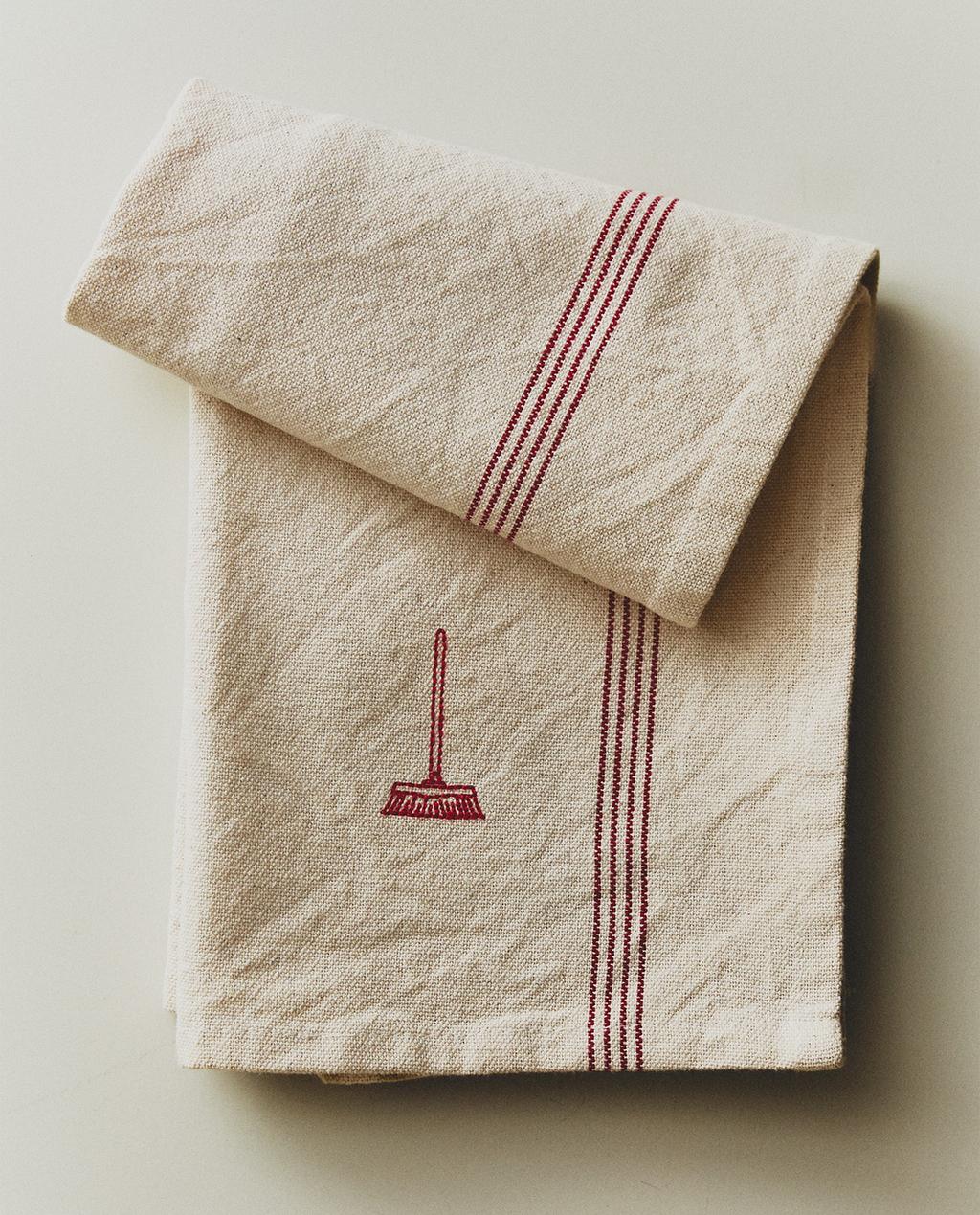 COTTON TEA TOWEL WITH CLEANING EMBROIDERY COTTON TEA TOWEL WITH CLEANING EMBROIDERY