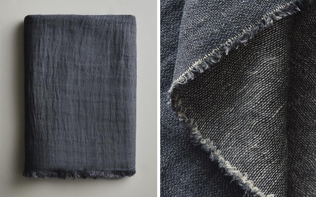 REVERSIBLE FRINGED LINEN THROW REVERSIBLE FRINGED LINEN THROW